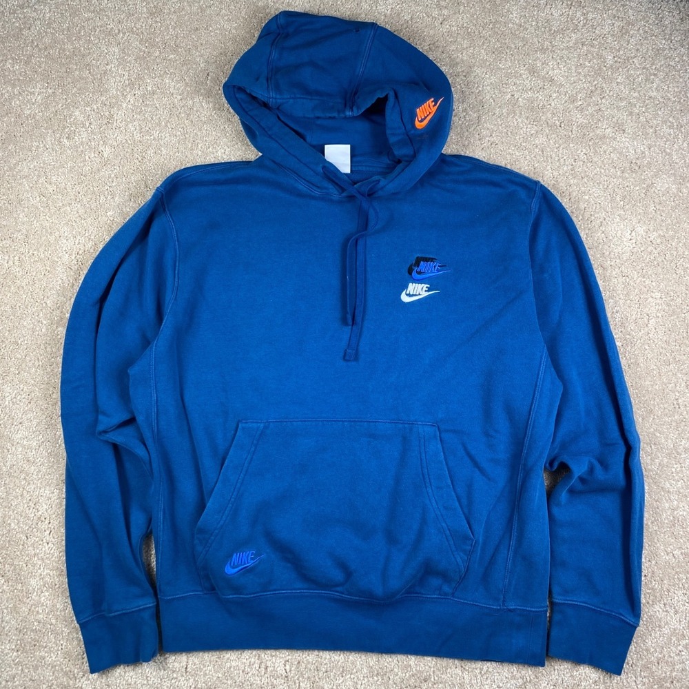 Nike Sportswear Sport Essentials Triple Logo Hoodie Blue DV8176-476 Mens M